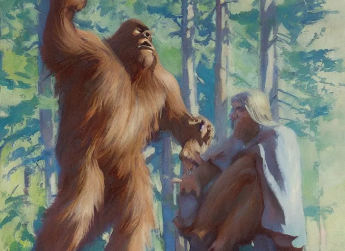 Image similar to a highly detailed beautiful portrait of bigfoot by gregory manchess, james gurney, james jean