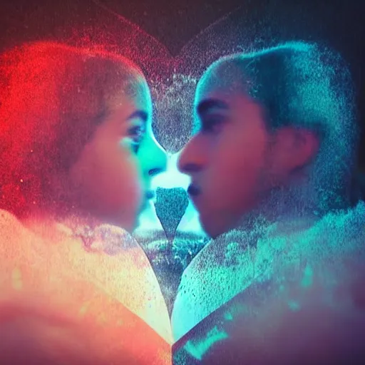Image similar to double exposure of love, love is the most relevant theme, love is infinity, love os begin of all, 8 k resolution, artistic mode, artistic, trending on instagram, long exposure
