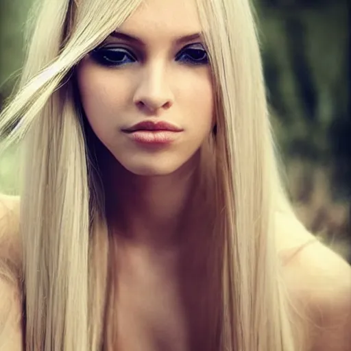 Image similar to a beautiful girl with extremey long blonde hair