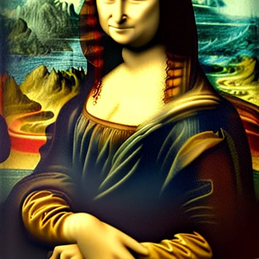 Prompt: mona lisa fused with a cat