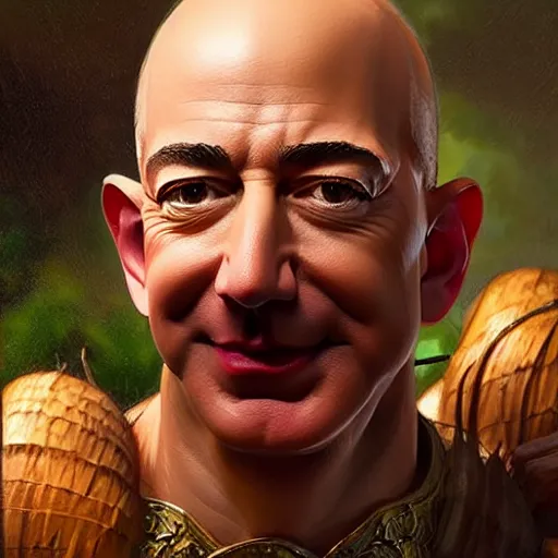 Prompt: Jeff Bezos bust made out of coconuts, closeup, D&D, fantasy, intricate, elegant, highly detailed, digital painting, artstation, concept art, matte, sharp focus, illustration, hearthstone, art by Artgerm and Greg Rutkowski and Alphonse Mucha
