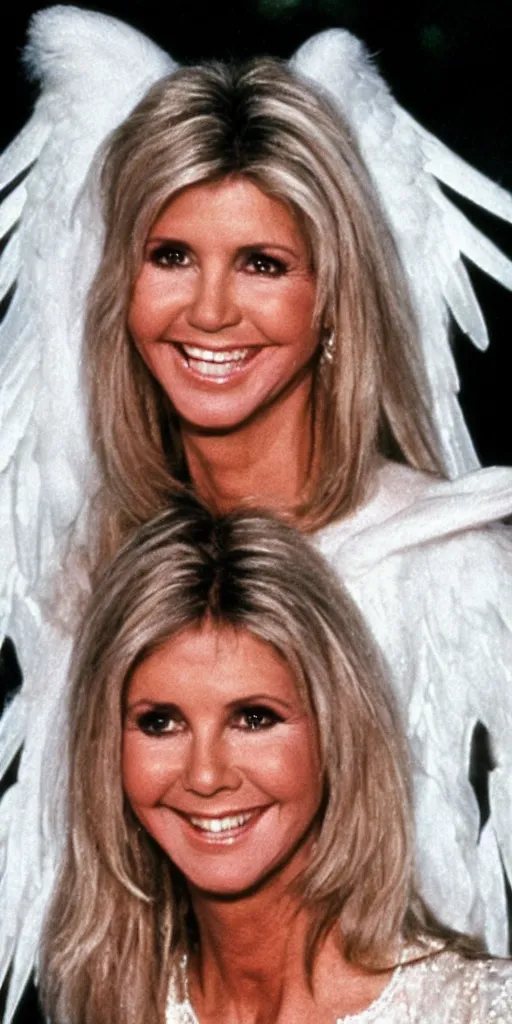 Image similar to Olivia Newton John as an angel in heaven