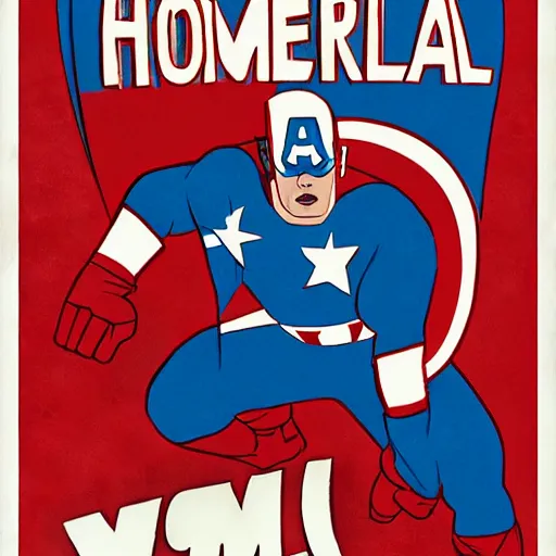 Prompt: Homelander superhero poster in style of Captain America