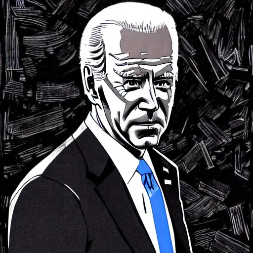 Image similar to Joe Biden looking sinister, by Tsutomu Nihei, highly detailed