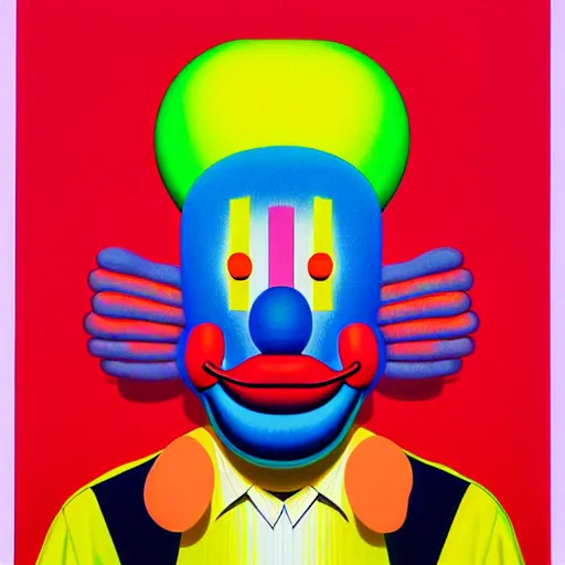 Prompt: manic clown by shusei nagaoka, kaws, david rudnick, airbrush on canvas, pastell colours, cell shaded, 8 k