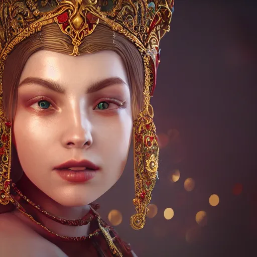 Prompt: portrait of wonderful princess of ruby with fair skin, ornate 8 k gorgeous intricate detailed, accent lighting, dramatic light, octane render