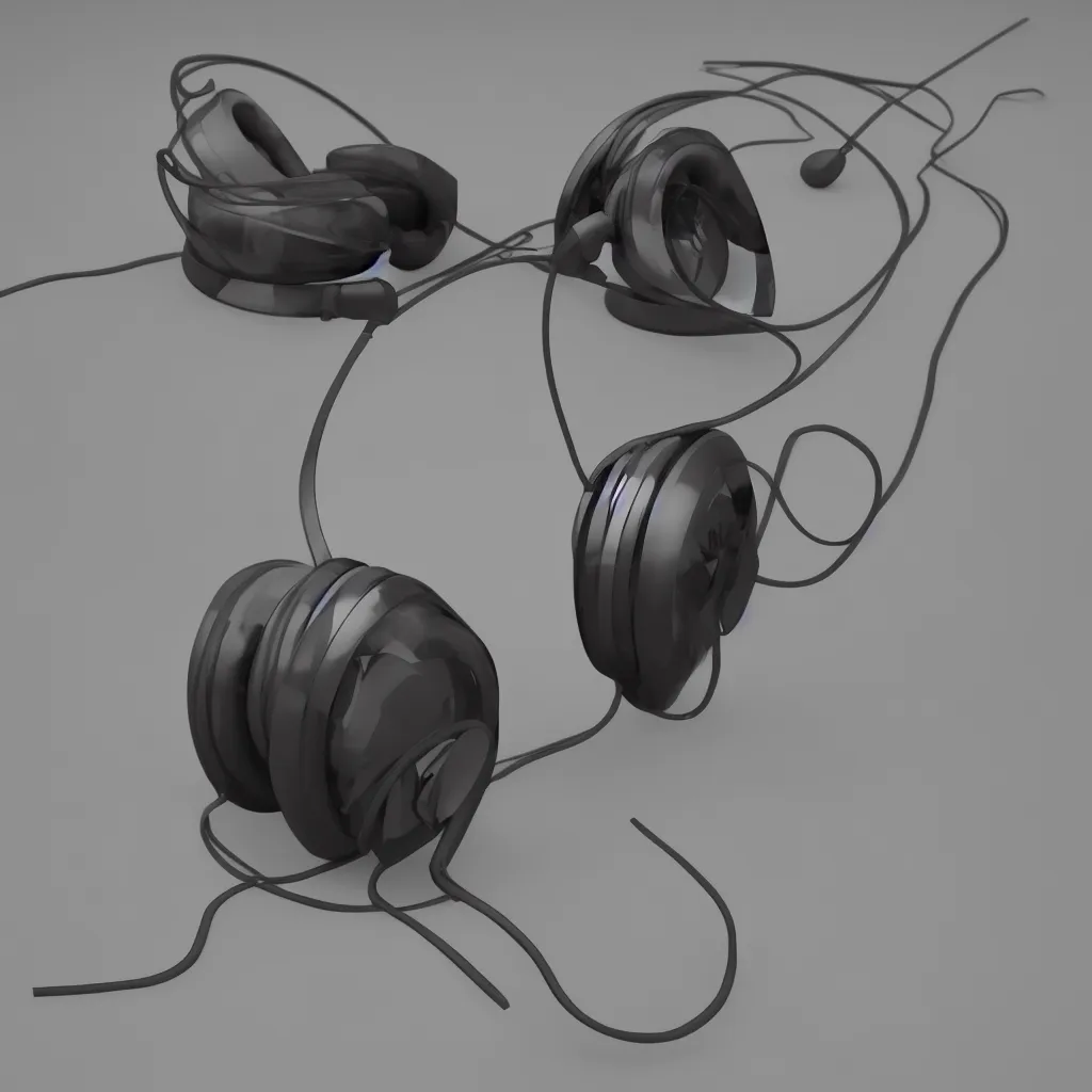 Image similar to 3 d render of headphones, ultrarealistic, conept art, artstation, industrial design