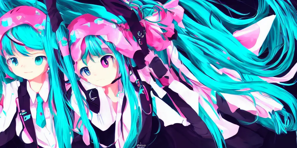 Image similar to hatsune miku , digital art, art station, tredning on art station, anime, colorful art