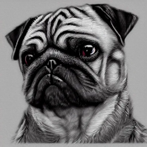 Prompt: gray brindled happy pug dog in miyazaki, illustration, artstation,