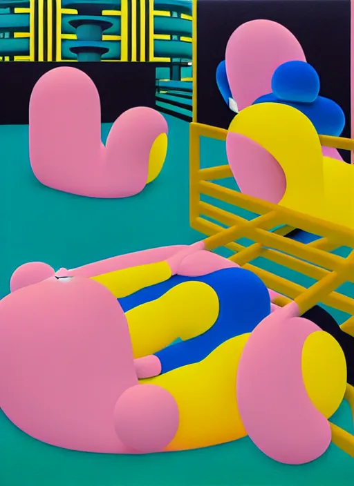 Image similar to a men is sleeping in a park love by shusei nagaoka, kaws, david rudnick, airbrush on canvas, pastell colours, cell shaded, 8 k