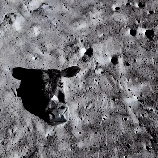 Prompt: a cow on the moon, kodachromatic