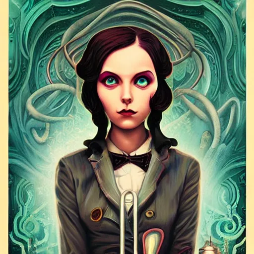 Image similar to Lofi Lovecraft Lovecraftian BioShock portrait Pixar style by Tristan Eaton Stanley Artgerm and Tom Bagshaw