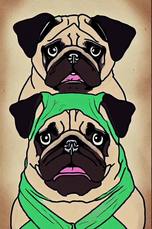 Prompt: Portrait of an evil pug, comic book