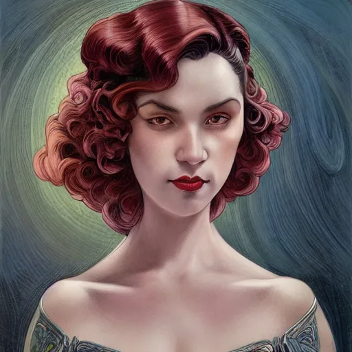 Prompt: an art nouveau, streamline moderne, multi - ethnic and multi - racial portrait in the style of charlie bowater, and in the style of donato giancola, and in the style of charles dulac. very large, clear, expressive, intelligent eyes. symmetrical, centered, ultrasharp focus, dramatic lighting, photorealistic digital painting, intricate ultra detailed background.