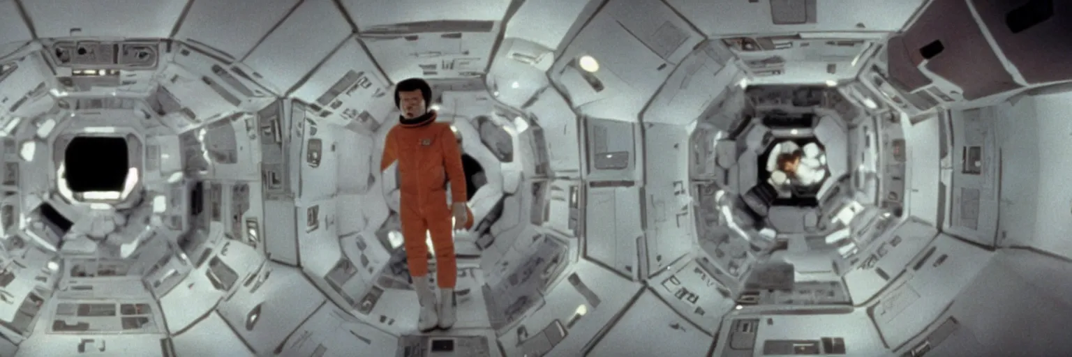 Image similar to a scene from 2001: A Space Odyssey by Stanley Kubrick