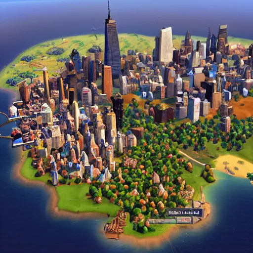 Image similar to new york city in the style of civilization vi