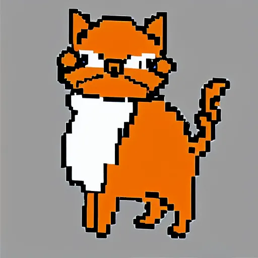 Prompt: 2d pixel art of a cat, full body, no background, lowres