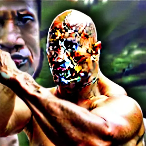 Image similar to film still of dwayne johnson as ip man, pose wing chun style