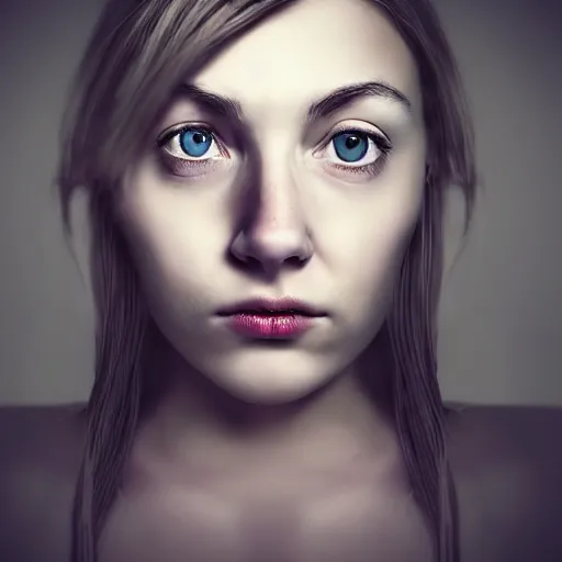 Image similar to beautiful portrait of a hopeless, worthless, lonely, ( young woman ) lawyer, sad, frightening, depressing, miserable, stunning, intelligent, stark, vivid!!, sharp, crisp, colorful!!, ultra ambient occlusion, reflective, universal shadowing, fantasy art, extremely even lighting.