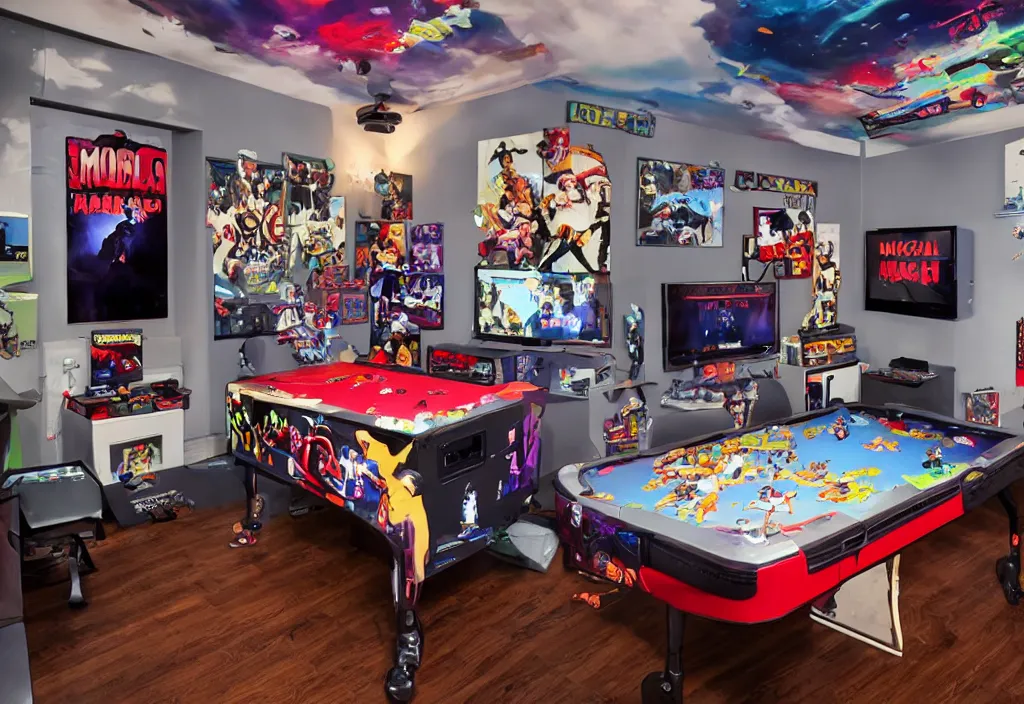 Image similar to a michael jackson gamer room