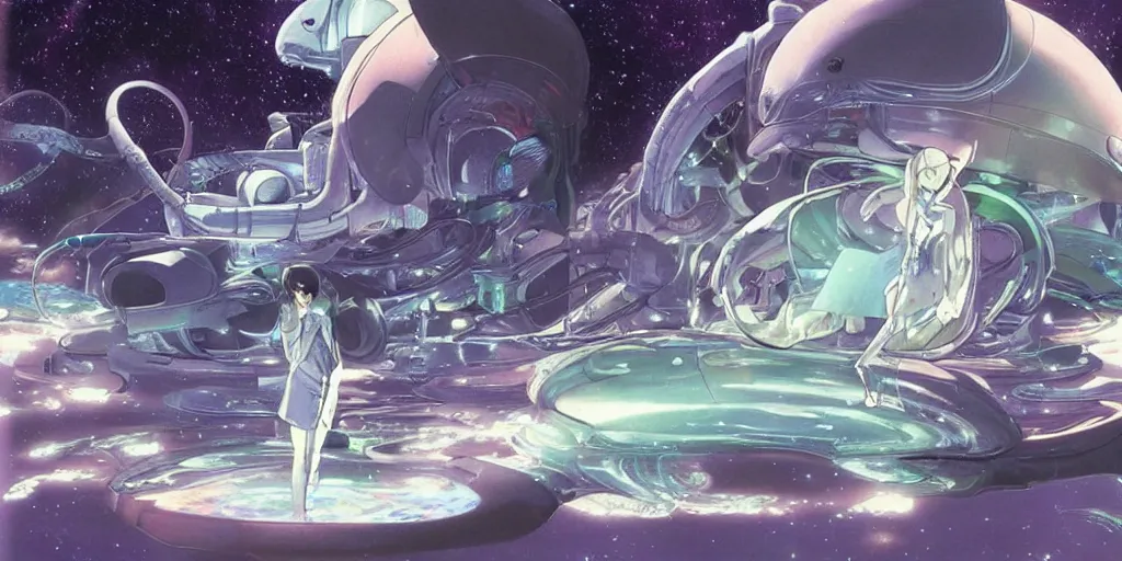 Prompt: hologram of a alien creature, art by makoto shinkai and alan bean, yukito kishiro