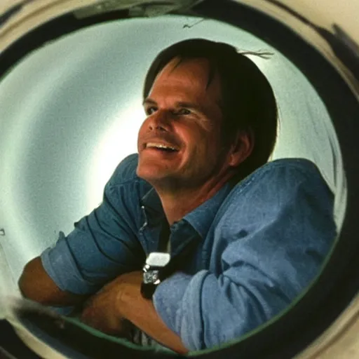 Prompt: bill paxton inside of a tornado, movie still