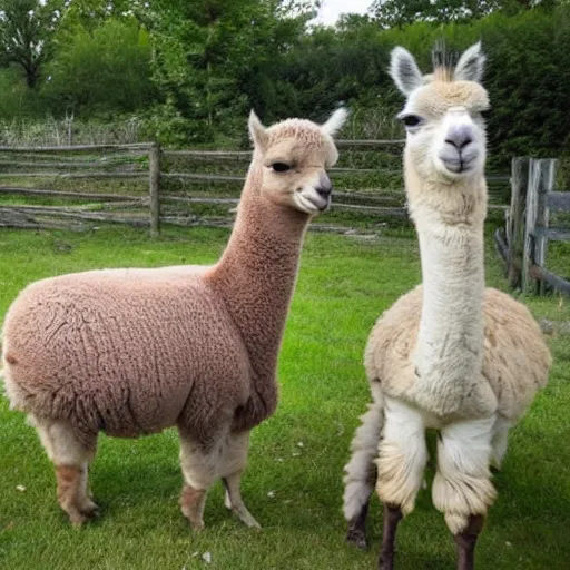 Prompt: photobomb by an alpaca