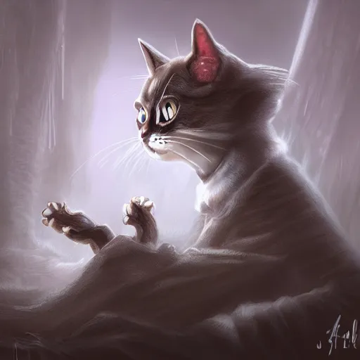 Prompt: creepy cat, fantasy art, 4 k, artstation, digital art