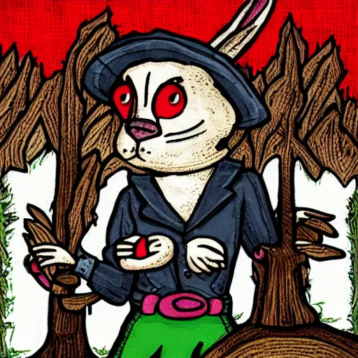 Image similar to Pat The Bunny folk punk musician