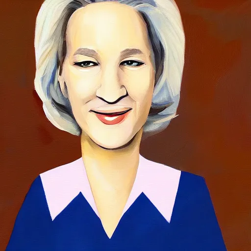 Prompt: a feminine version of female bill maher painting