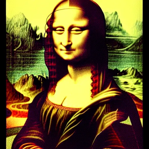 Prompt: mona lisa, optical ilusion, collage, made of diamond shapes, glitch art, pop art, dreamcore