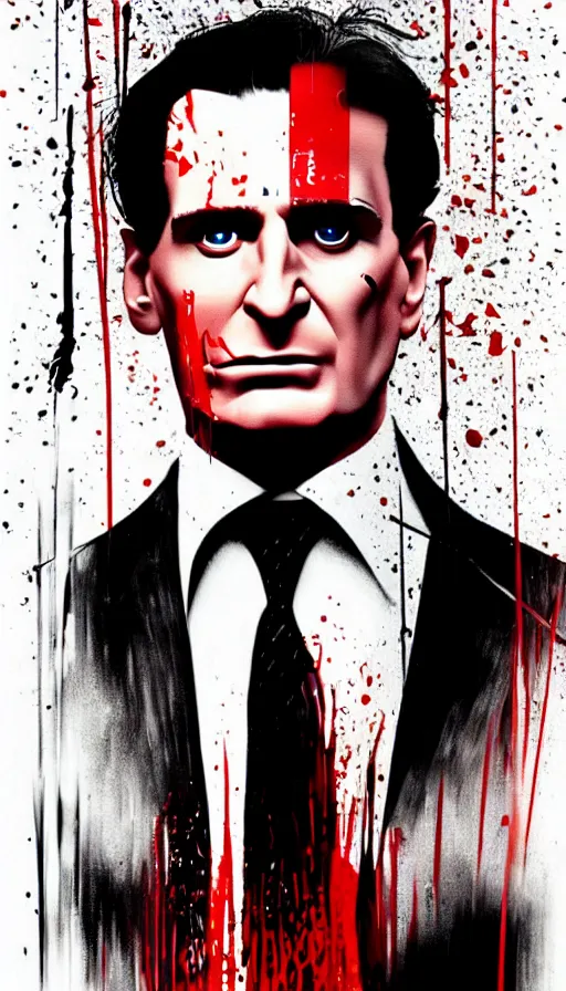 Image similar to patrick bateman, american psycho, 8 k, poster, painting by emanuele dascanio and robin eley