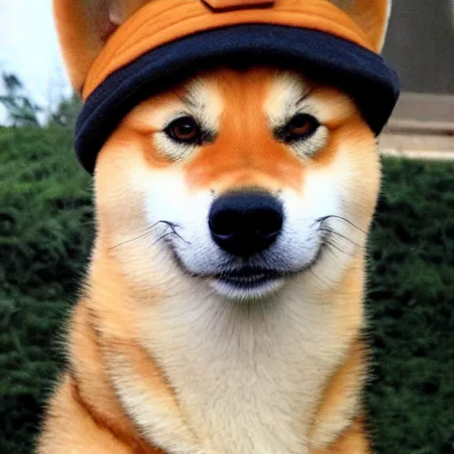 Prompt: shiba inu in a barret outfit