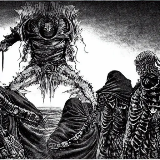 Panels from Kentaro Miura's manga “Berserk”…