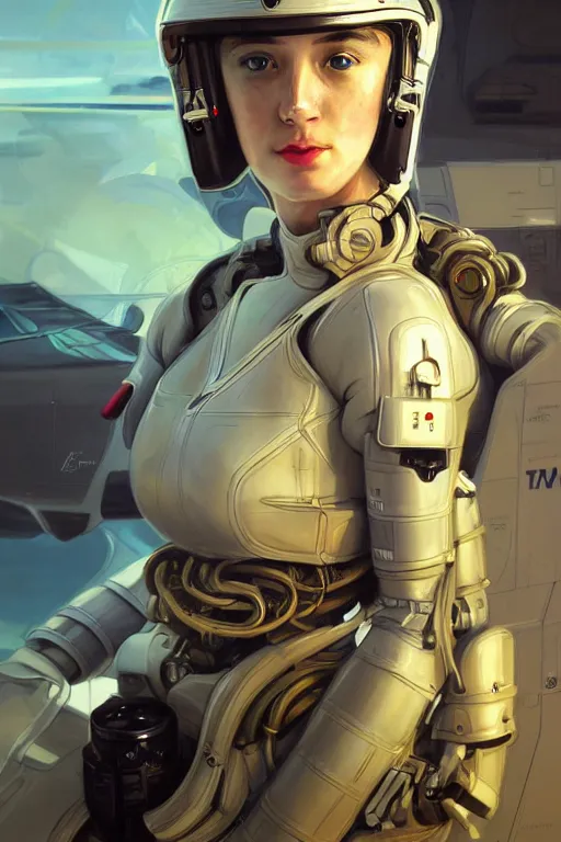 Prompt: portrait futuristic beautiful South Europe Airforce armored pilot Girl, at inside of future fighter aircraft, ssci-fi, fantasy, intricate, very very beautiful, elegant, human anatomy, neon light, highly detailed, digital painting, artstation, concept art, soft light, smooth, sharp focus, illustration, art by tian zi and WLOP and alphonse mucha