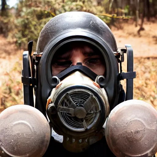 Image similar to 8 k uhd black and wait portrait from jesus wear gas mask, uhd details, national geography winning photo contest