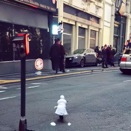 Prompt: surveillance camera footage of donald trump pooping in the street