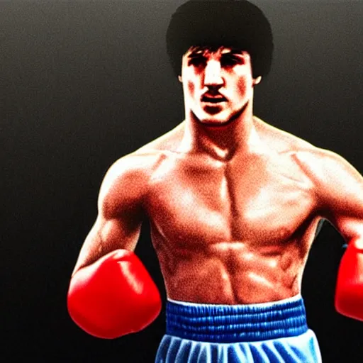 Image similar to rocky balboa holding a playstation!! controller!! video game console