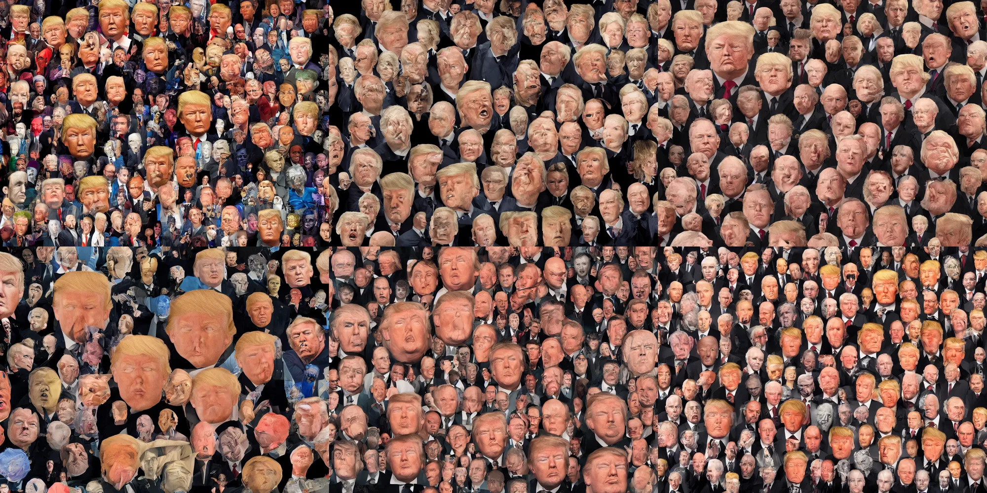 Prompt: color photograph, individual head of! donald trump! on the individual torso of!!! baron harkonnen!!!, floating, in various styles by alejandro jodorowsky, 2 4 mm wide angle lens, cinematic lighting