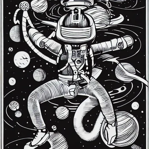 Image similar to james jean, mcbess art of a dj playing in outerspace, sketch