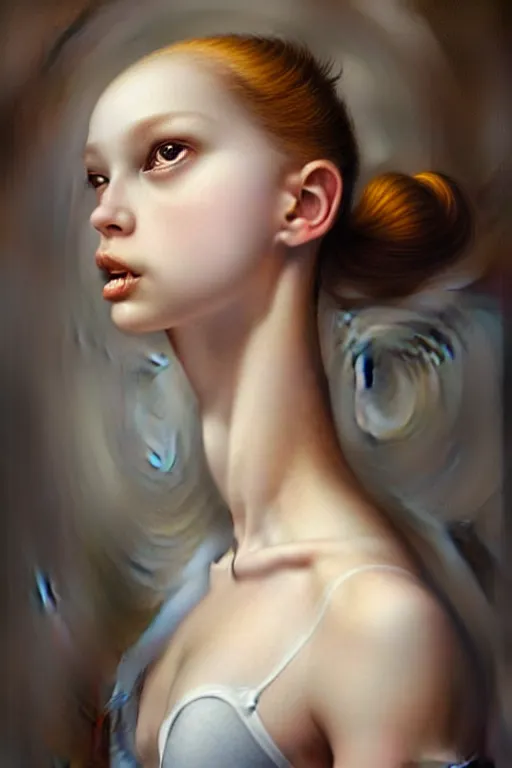 Image similar to ultra realistic, beautiful teenage ballerina, in the style of peter mohrbacher by weta digital and beth cavener, high face symmetry, intricate, masterpiece, award winning, high face symmetry, intricate