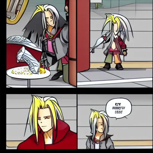 Prompt: Sephiroth at Mcdonalds