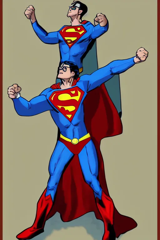 Image similar to Geddy Lee as Superman, trending on artstation