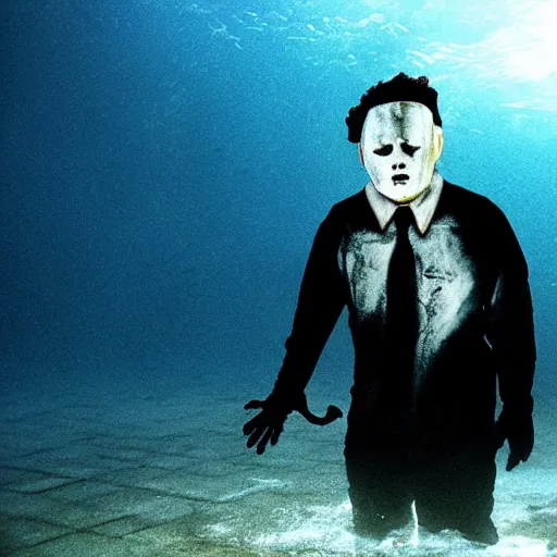 Prompt: michael myers under water