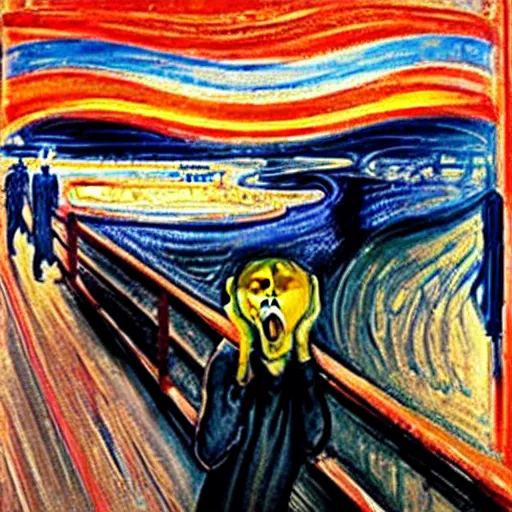 Image similar to rottweiler as the scream by edvard munch