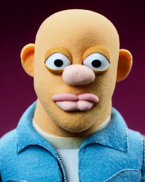 Image similar to hank schrader as a muppet. highly detailed felt. hyper real photo. 4 k.