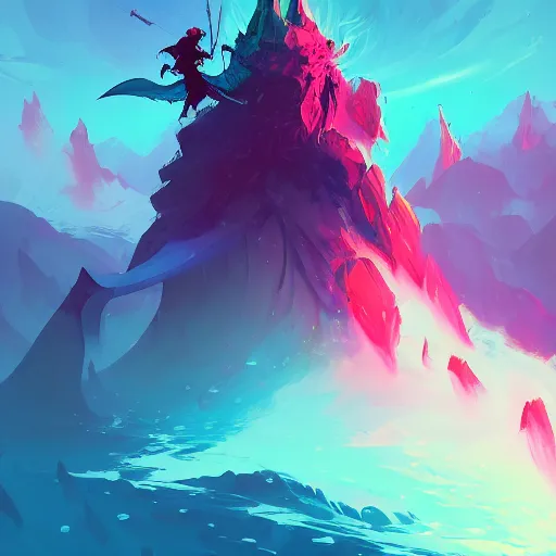 Image similar to a hero slaying a dragon, high fantasy, magical, mythical, digital art, trending on artstation, by alena aenami, by petros afshar, by anton fadeev, by anato finnstark