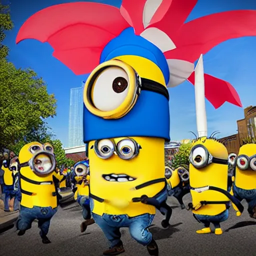 Image similar to minion macys parade float realstic photo