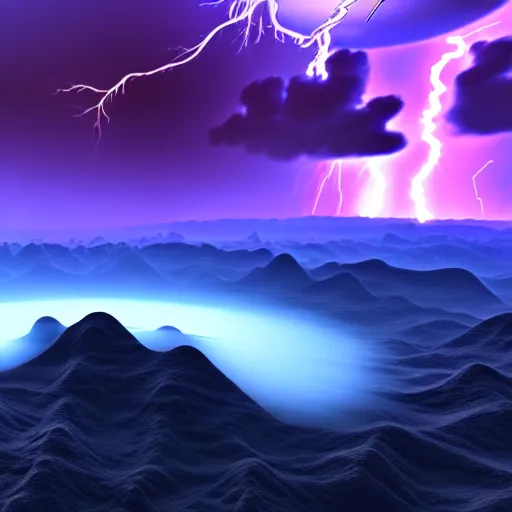 Image similar to an alien planet with mountains, water, strange clouds, hyper realistic, dramatic lightning, ray tracing, high resolution photo, 8 k