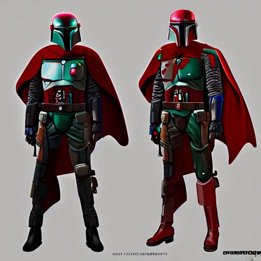 Image similar to cyberpunk character design, boba fett x doctor strange character design sheet, digital art, deviantart, artstation, octane render